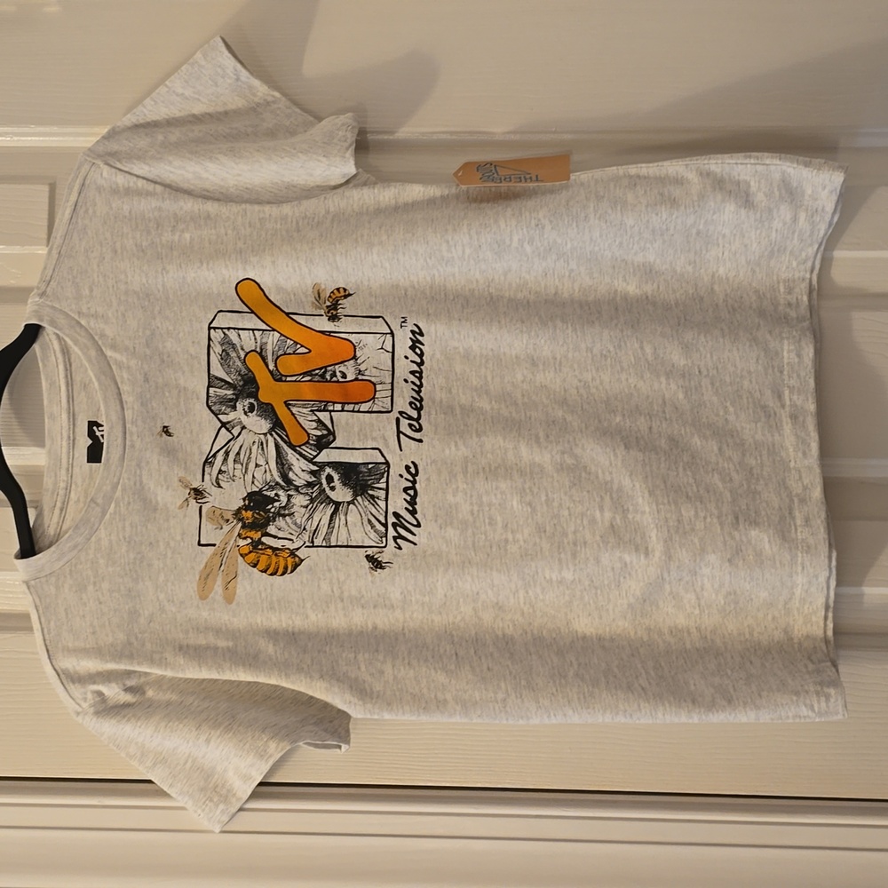 THEREABOUTS BOYS HEATHER GRAY SHORT SLEEVE TEE-SHIRT "M-TV" SIZE MEDIUM 10/12